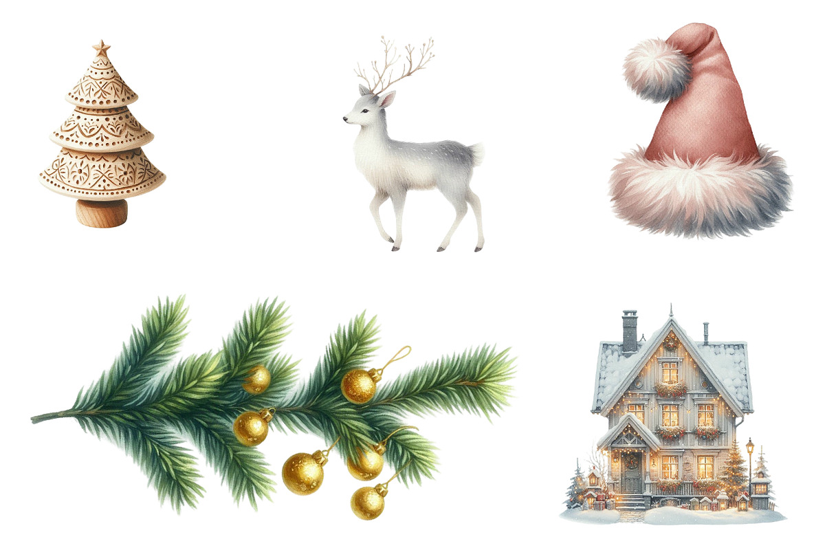 Watercolor Christmas Clipart, an Illustration by Designworld (Photo 5 of 5)