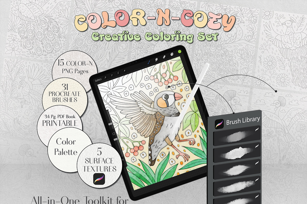 Digital Coloring Set, an Animal Illustration by Adirondack Canvas Studio (Photo 2 of 8)