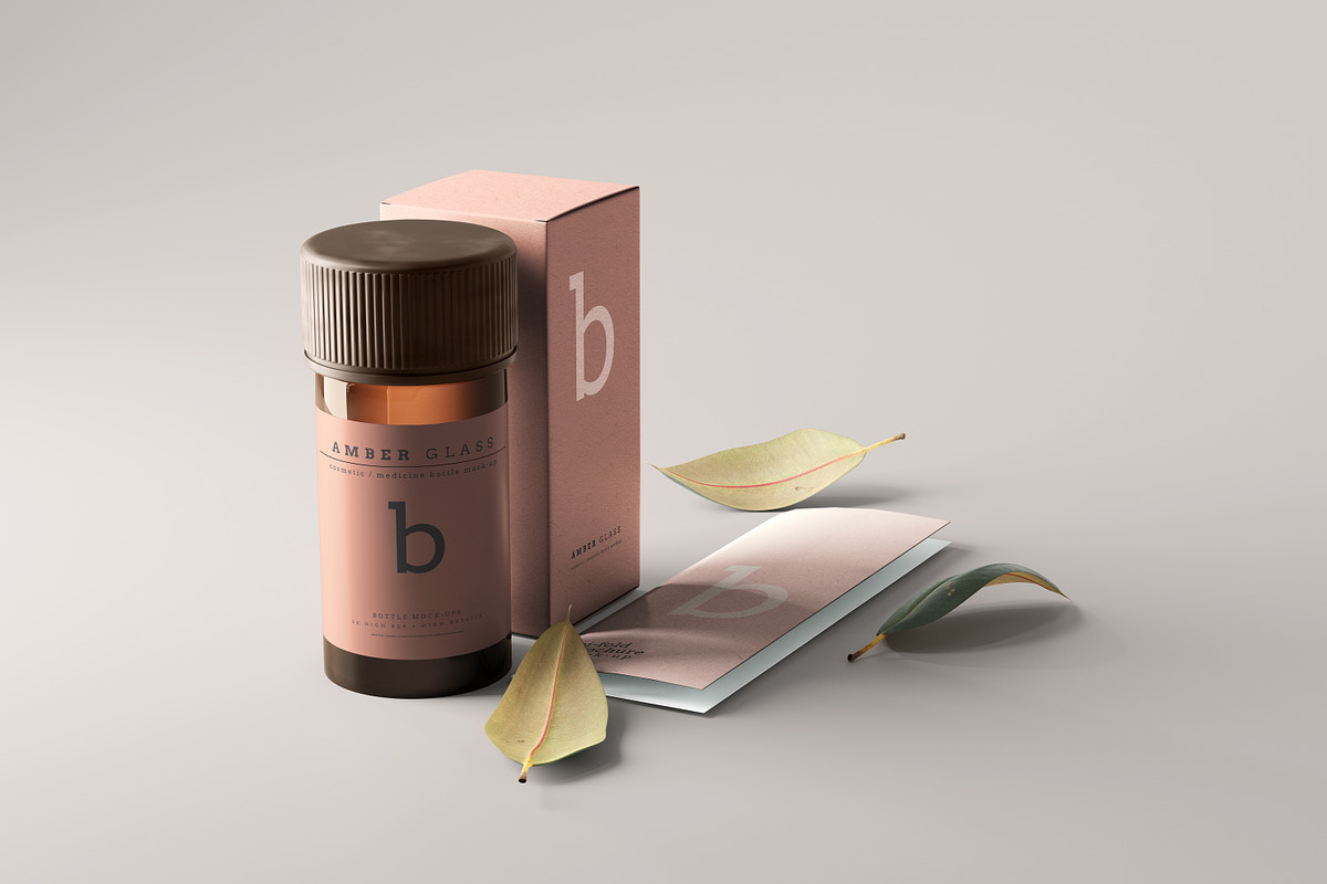 Amber Glass Bottle Mockup, a Cups & Container Mockup by pmvch (Photo 10 of 20)
