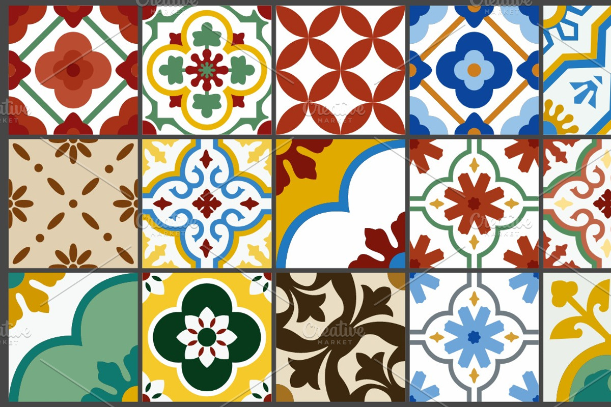 Vintage Ceramic Tile Pattern Set, a Pattern Graphic by Atlantis X Nurman Arbai (Photo 3 of 3)