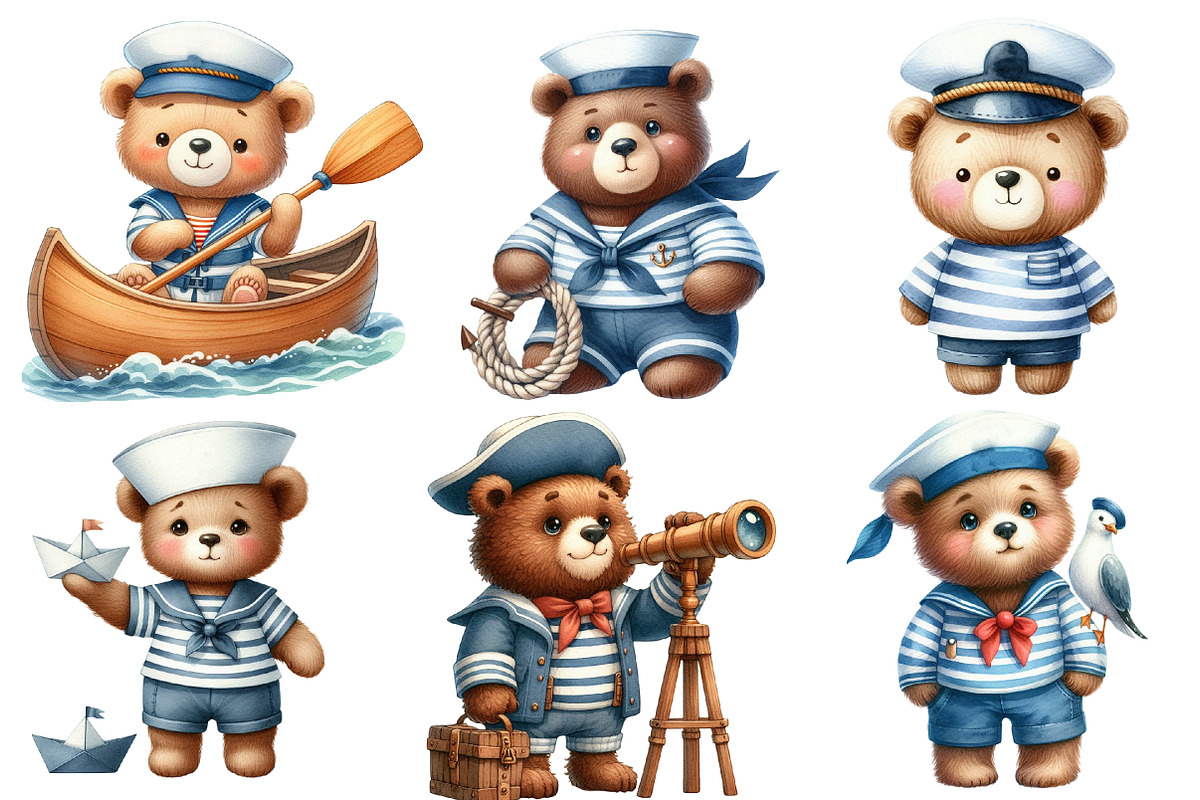 Bear Sailor Clipart, Nautical Clipar, an Illustration by Designworld (Photo 3 of 7)