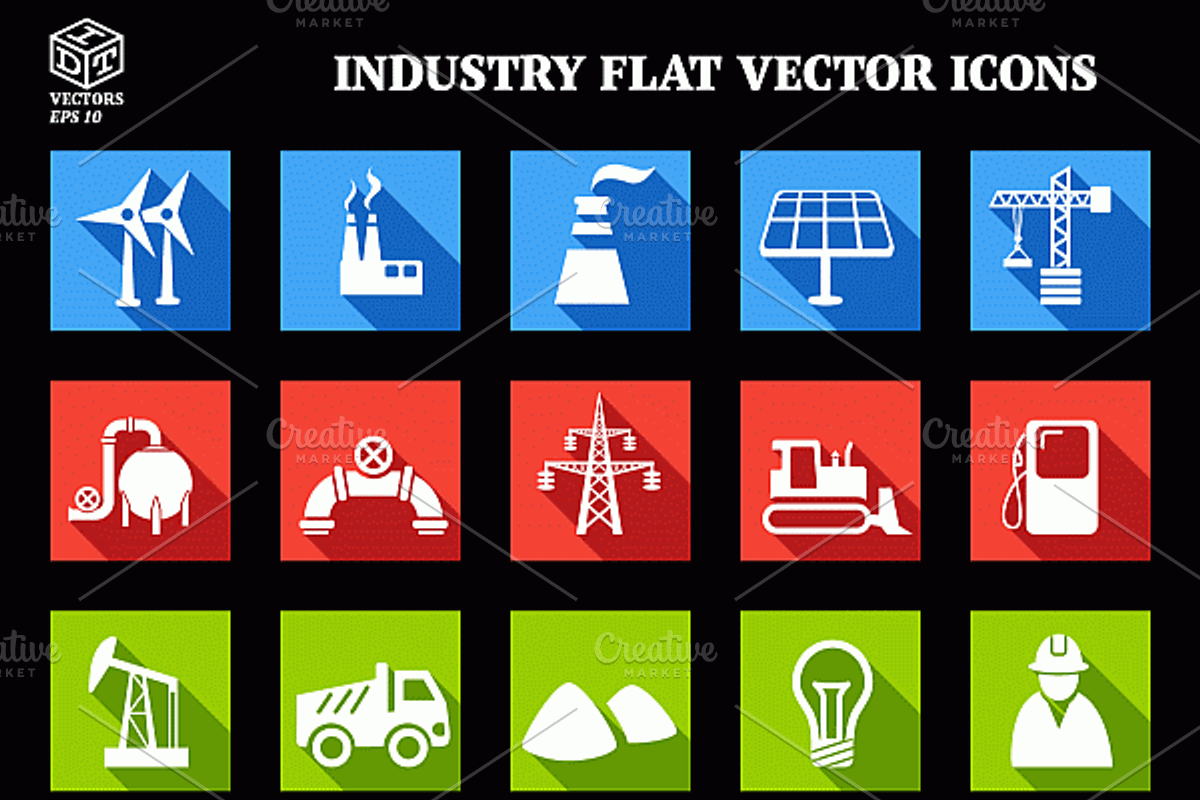 Industry Flat Vector Icons