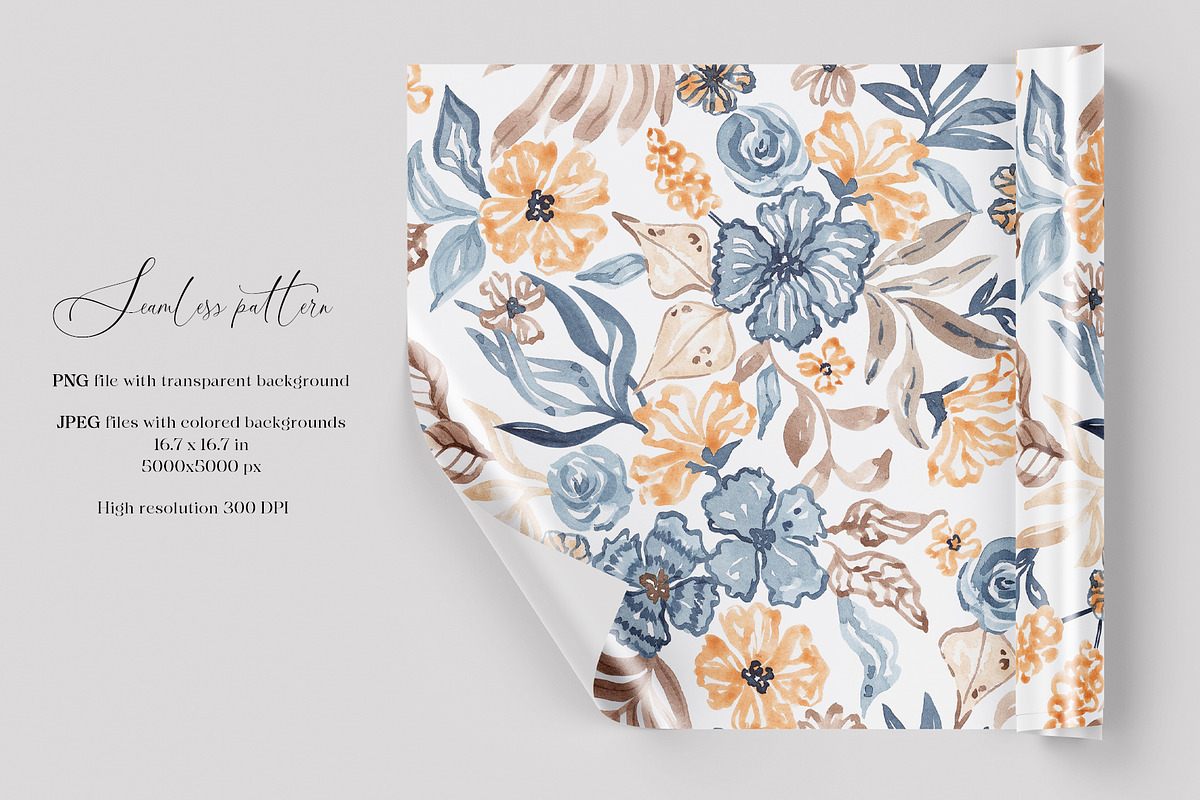 Watercolor Summer Garden Blooms, a Pattern Graphic by SirenaArt (Photo 2 of 13)