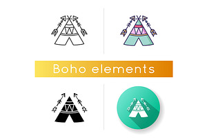 Tribal Teepee In Boho Style Icon