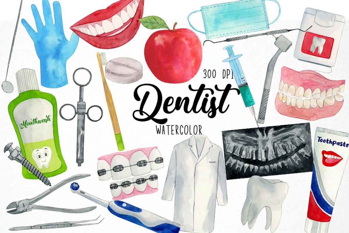Watercolor Dentist Clipart, Dental, an Object Graphic by Paulaparaula (Photo 1 of 2)