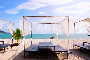 Table setting on beach resort