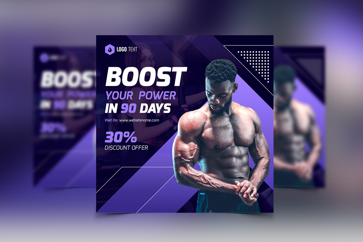 Gym social media post template, a Social Media Template by zahidhossainalif (Photo 5 of 6)
