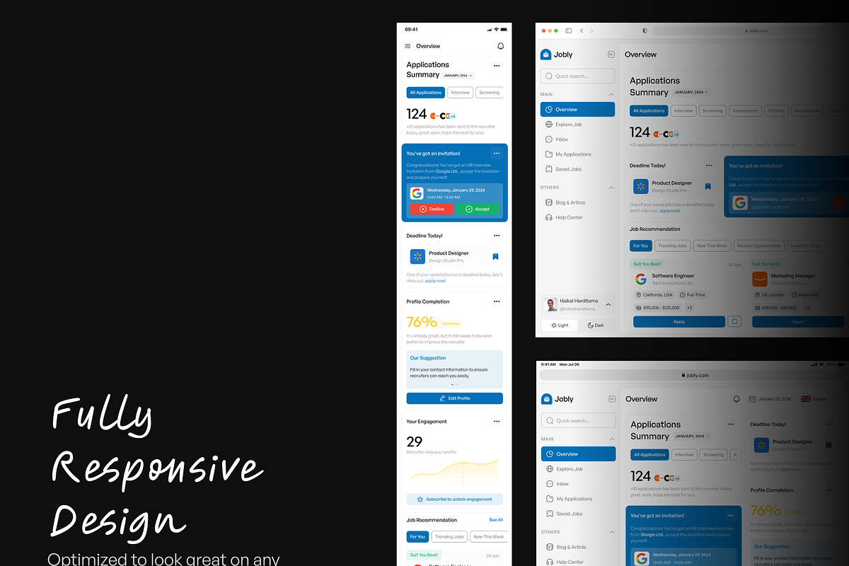 Jobly - Job Finder Dashboard UI Kit preview 4