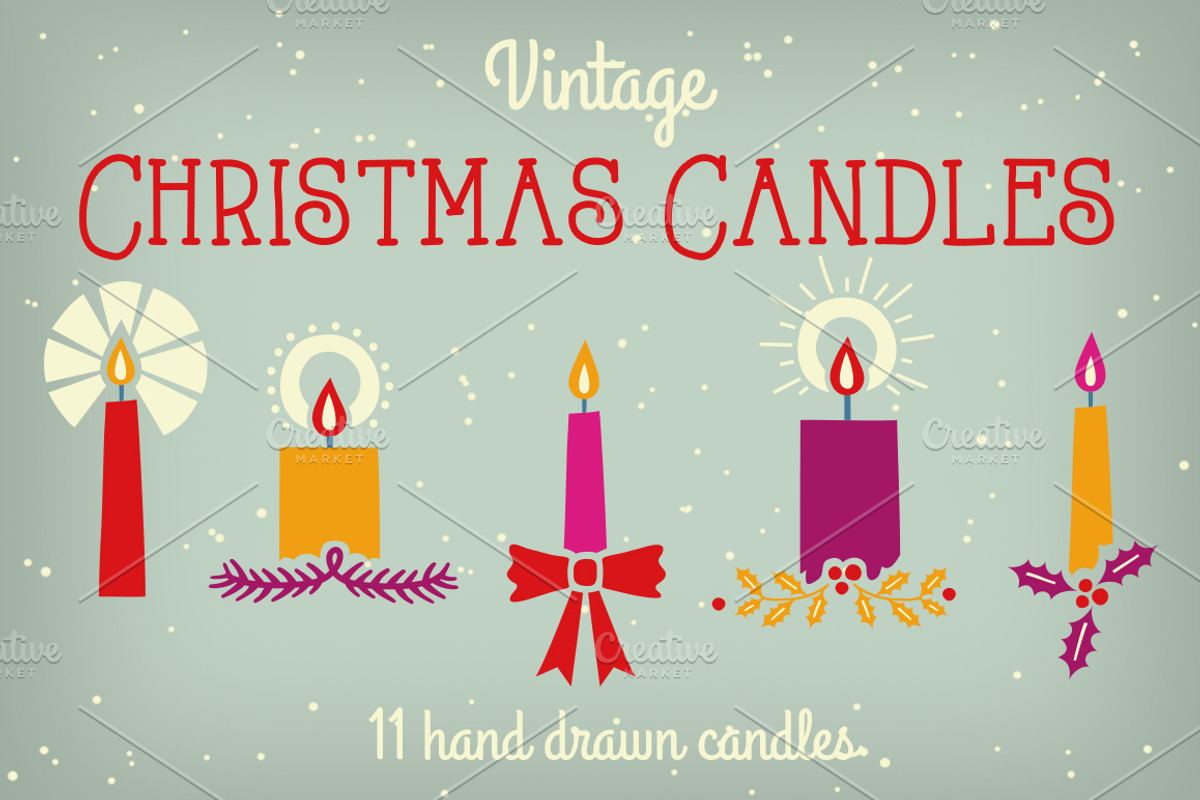 Vintage Christmas Candles, a Decorative Illustration by Little Bean (Photo 1 of 5)