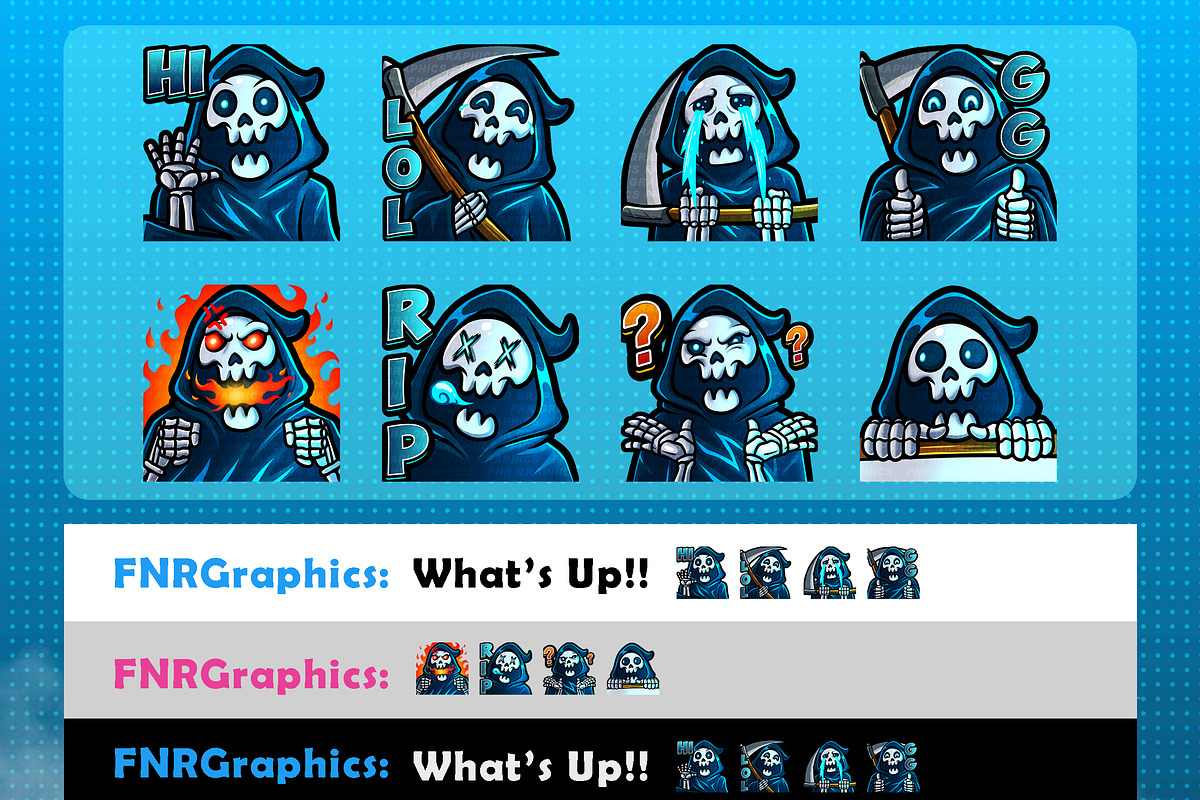 Skull Grim Reaper Twitch Emotes, an Illustration by FNR Graphics (Photo 2 of 2)