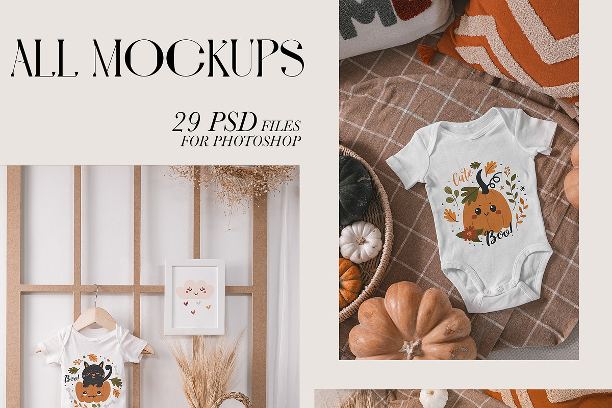 Baby Onesie Autumn Mockup Bundle, a Shirt Mockup by Neutral Mockups (Photo 3 of 4)