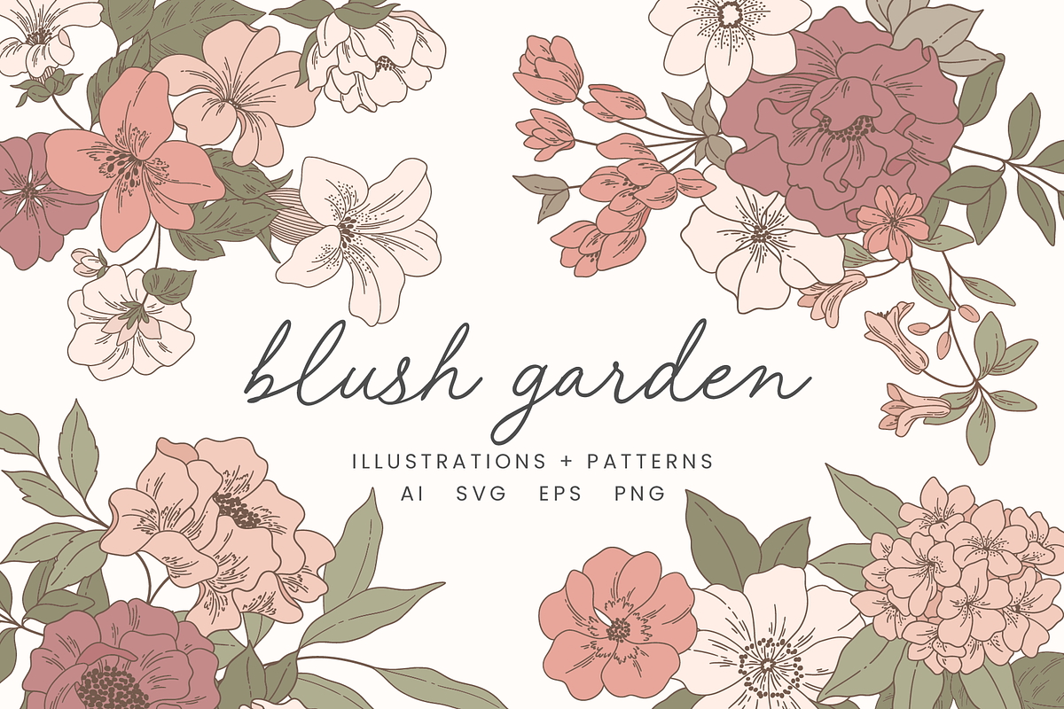 Blush Floral Vector Illustrations, a Decorative Illustration by Emma Webb Studio (Photo 1 of 12)