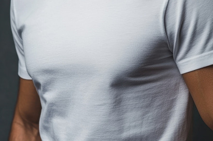 Trendy white t-shirt on stylish man, a Photo by Beautiful things
