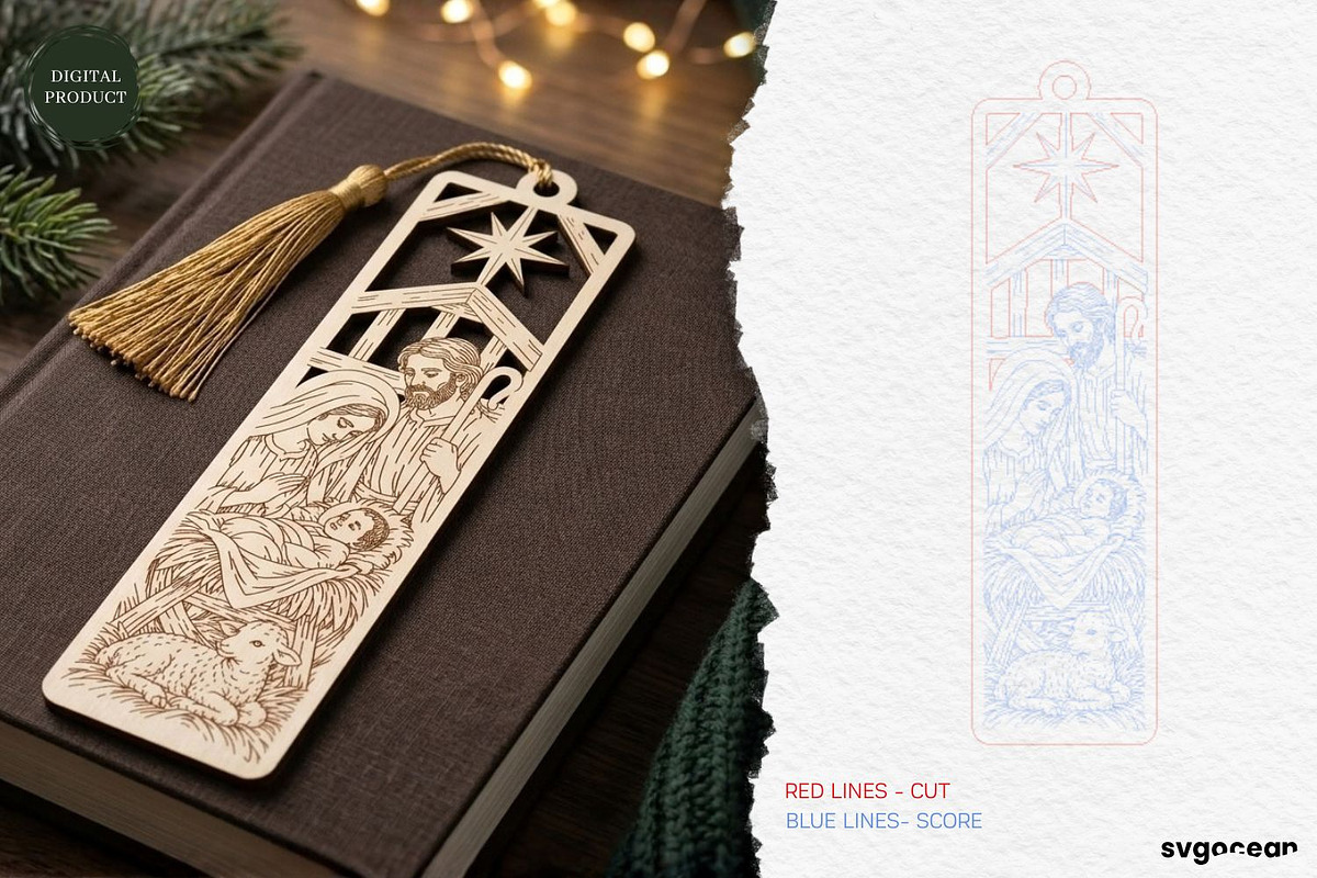 Wooden Jesus Bookmarks SVG Bundle, a Decorative Illustration by svgocean (Photo 3 of 13)
