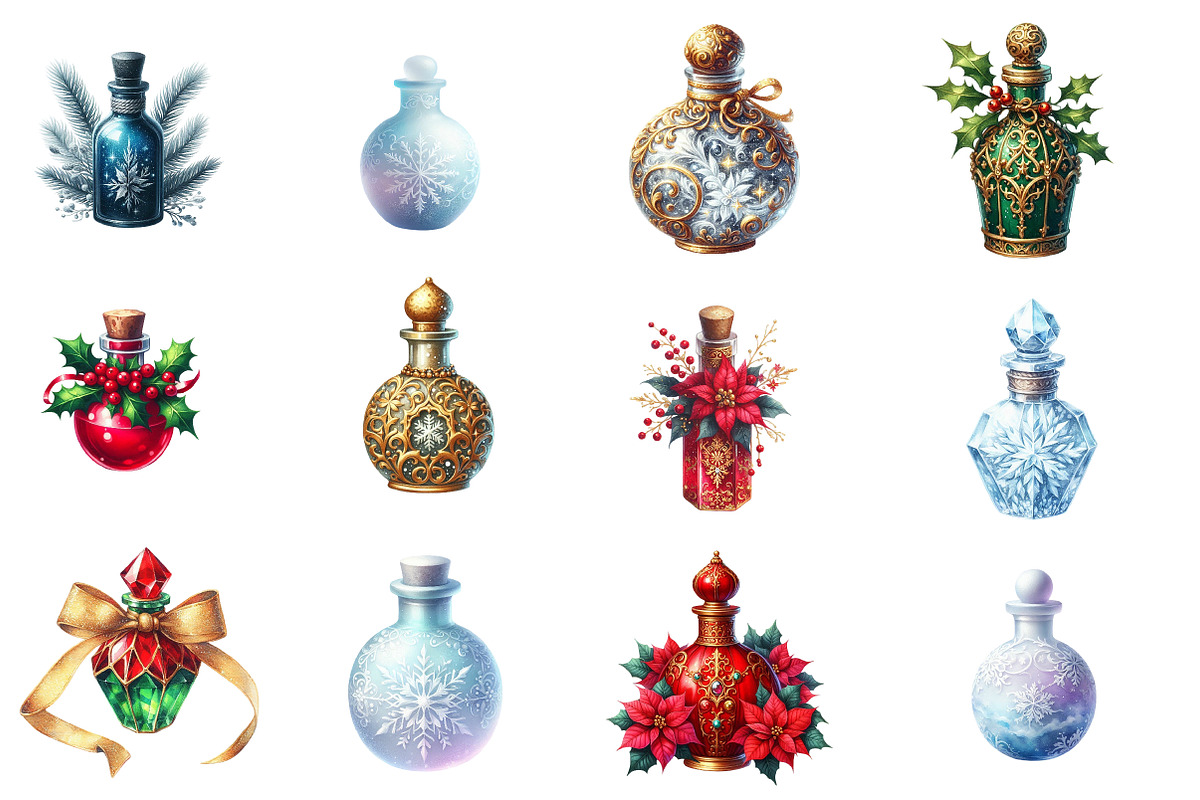 Watercolor Christmas Potions Clipart, an Illustration by Designworld (Photo 3 of 5)