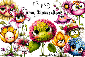 Cute Watercolor Flower Clipart Bundl, a Seasonal Illustration by ElenazlataArt