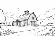 Rustic Farmhouse Landscape Set, an Illustration by Designs_River (Thumbnail 6 of 7)