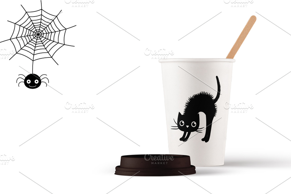 Halloween silhouettes clipart set, an Illustration by Pravokrugulnik (Photo 2 of 3)