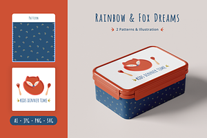Fox & Rainbow Kid Patterns Set, an Illustration by ApollinariaManko
