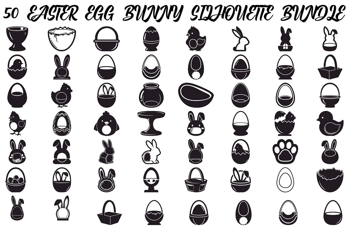 50 Easter Egg Bunny Silhouette, an Illustration by jahid234 (Photo 1 of 51)