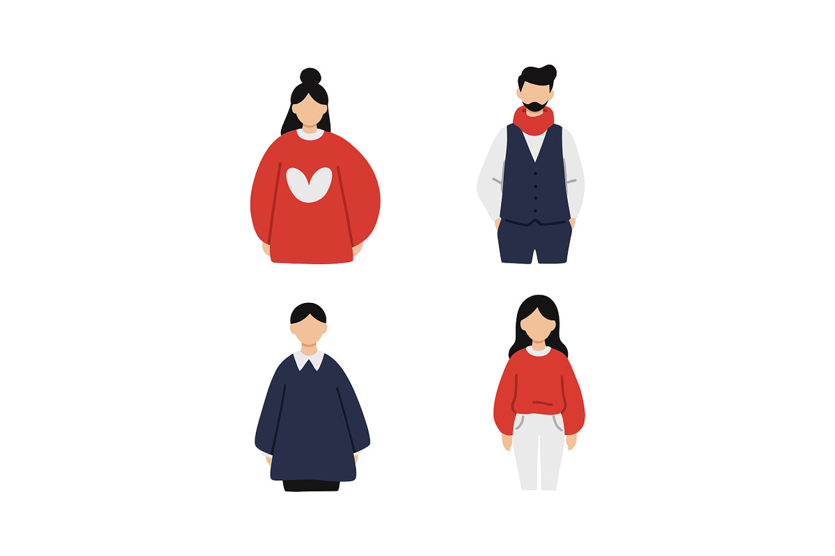 Group of four diverse characters in, an Illustration by designvectx