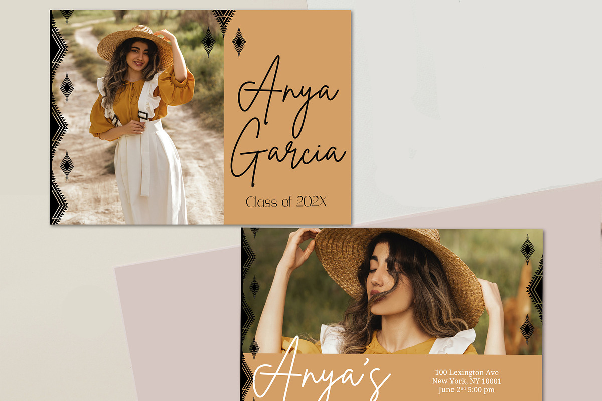 Photoshop Grad Card & Digital Invite, a Card Template by InstaNoirDesigns (Photo 2 of 8)
