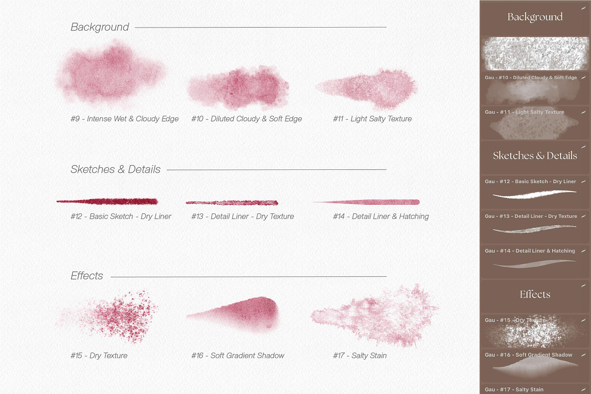 Watercolor Brushes for Procreate, a Brush Add-On by Gau Silva Studio (Photo 3 of 11)
