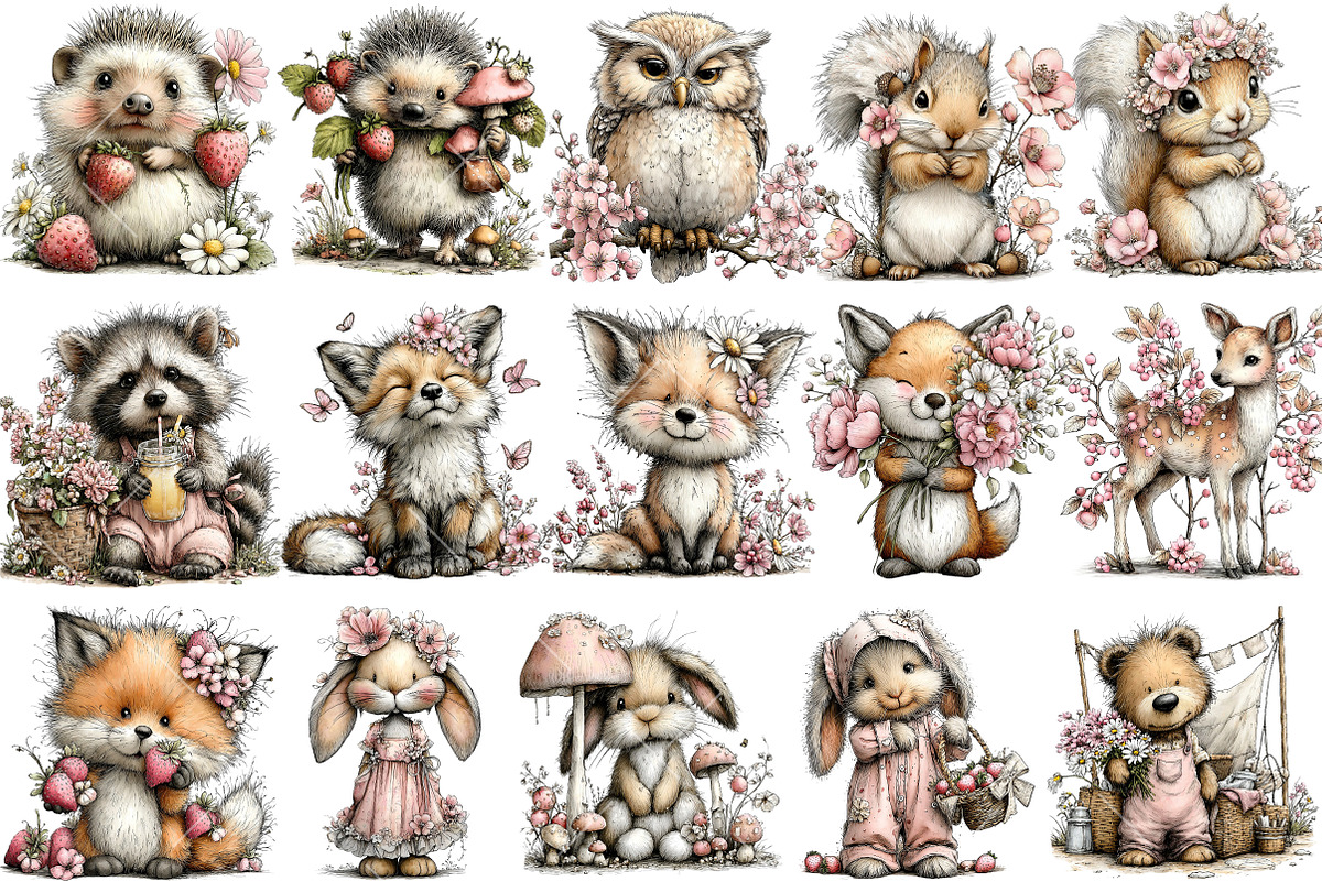 Summer Woodland Animals Clipart, a Seasonal Illustration by OK Design (Photo 3 of 6)