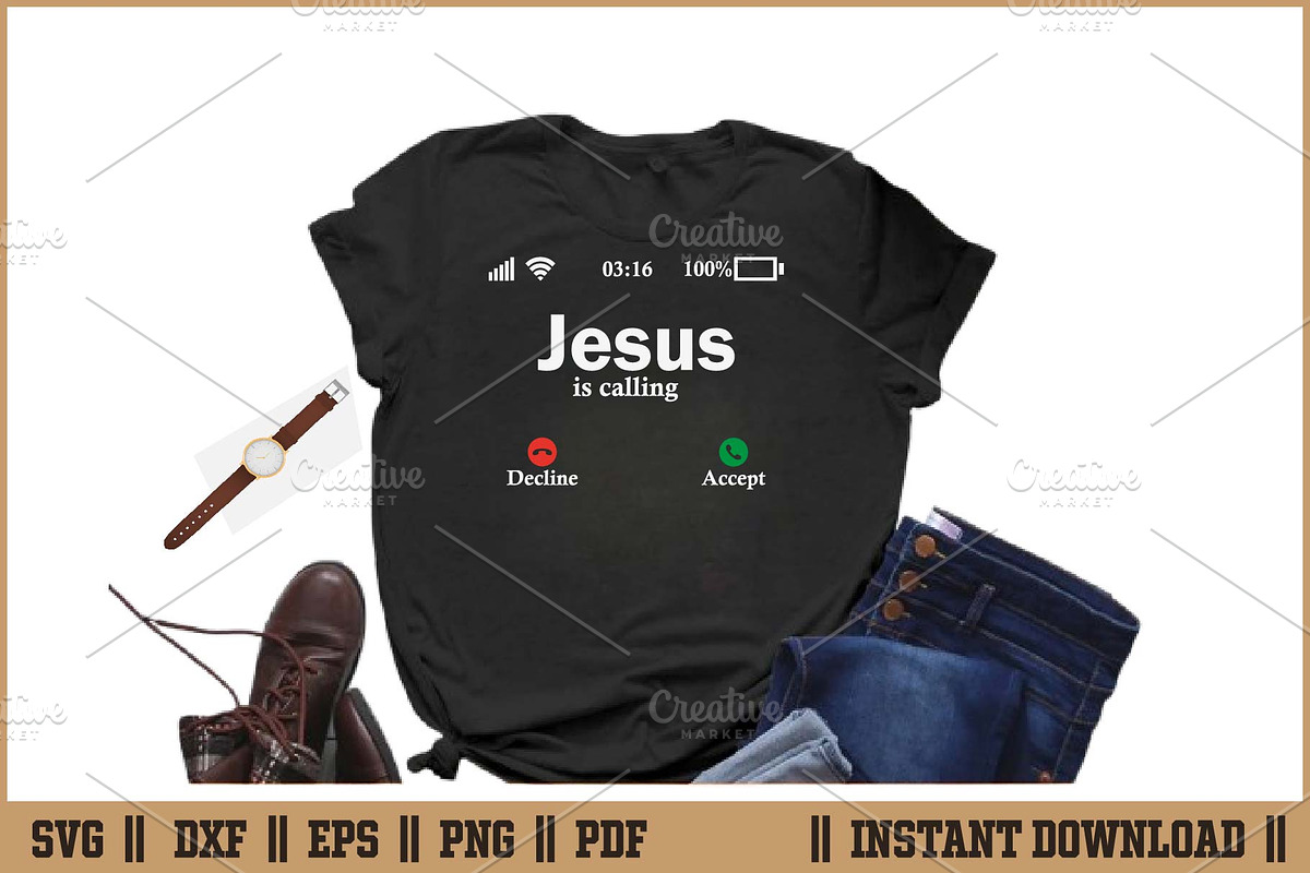 Jesus Is Calling Christian Quote SVG, a Seasonal Illustration by Handy Arts Studio (Photo 2 of 3)
