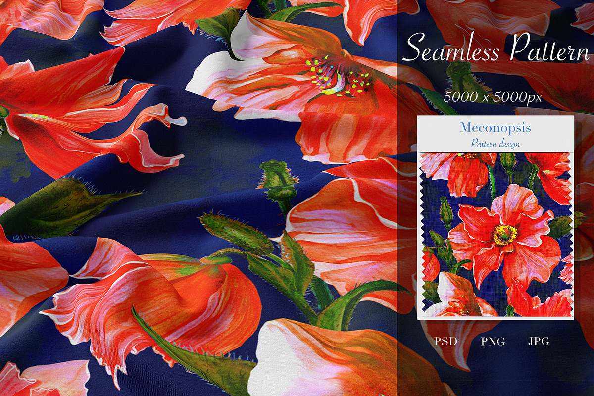 Meconopsis flowers Seamless Pattern, a Pattern Graphic by Yana Dobrik (Photo 7 of 11)