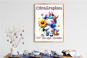 Cute Pastel Unicorn with Flowers, an Illustration by CitraGraphics (Thumbnail 3 of 6)