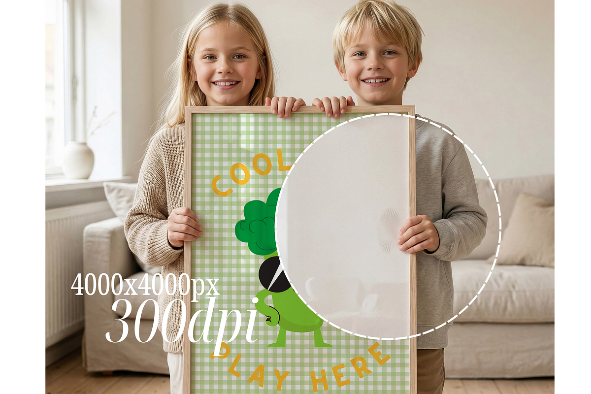 Siblings Holding A1 Frame Mockup, a Mockup by First Impression Mockups (Photo 2 of 4)