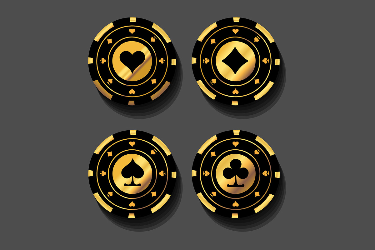 Four black golden poker chips, an Icon by Viktorijareut
