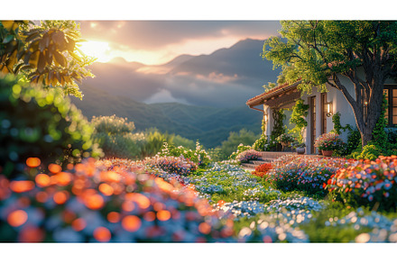 Idyllic Spring Garden at Sunset, an Architecture Photo by Rodica Ciorba