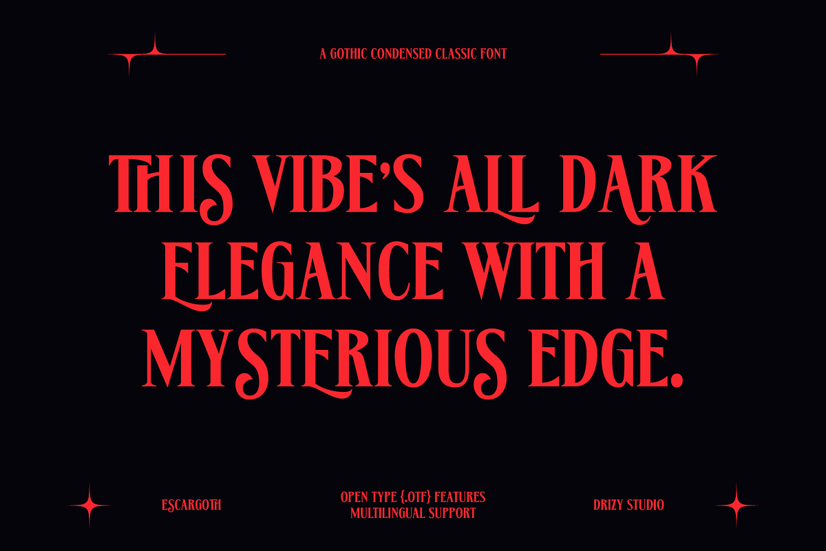 Escargoth – Gothic Condensed Classic, a Serif Font by Drizy (Photo 2 of 10)