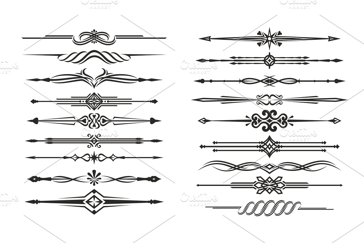 Vintage divider decor borders, a Decorative Illustration by Vector Tradition