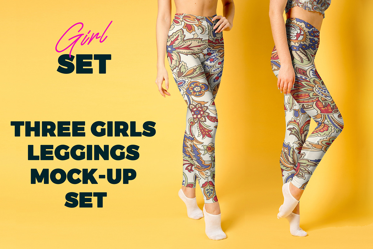 Three Girls Leggings Mock-Up Set, a Product Mockup by PSD Market (Photo 1 of 10)