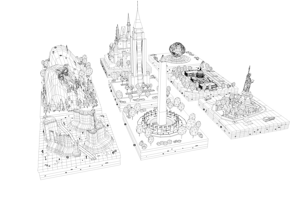 Cartoon Low Poly USA Landmarks Pack, an Architecture 3D Model by Anton Moek (Photo 7 of 15)