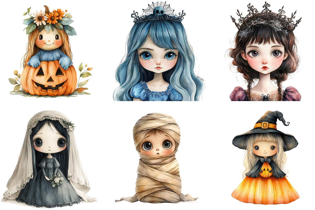 Whimsical Halloween Doll Sublimation, an Illustration by DreamArtGraphic (Photo 6 of 6)