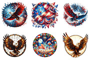 Round Stained Glass 4th of July Clip, an Illustration by DreamArtGraphic (Thumbnail 3 of 4)