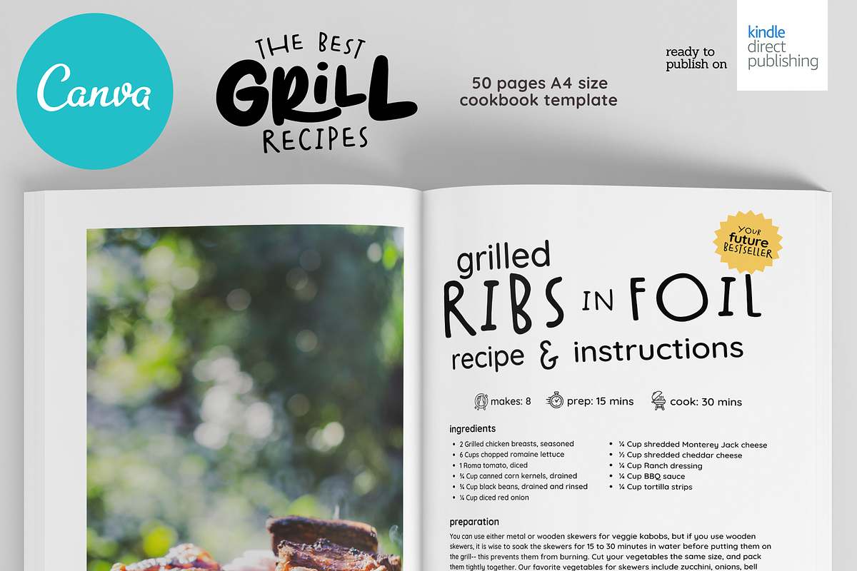 Grill Recipes Cookbook Template, a Magazine Template by DeLaGranSiete (Photo 9 of 11)