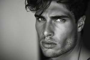 A black and white portrait of a youn, a Photo by Iftikhar Alam