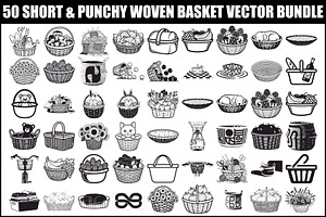 50 Woven Basket Vector Bundle, an Illustration by Designs_River