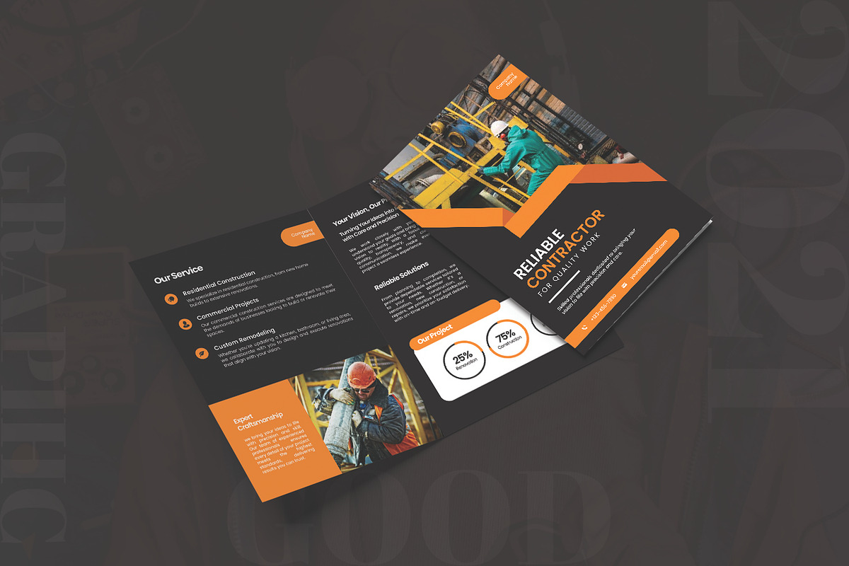 Contractor Modern - Bifold Brochure, a Brochure Template by AQR Studio (Photo 2 of 2)