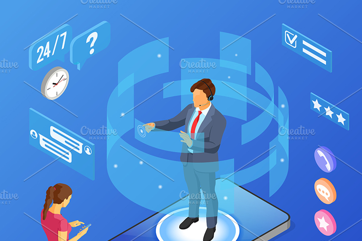 Isometric Online Customer Support, a Person Illustration by TAlex (Photo 6 of 6)