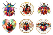 Round Stained Glass Ladybug png, an Illustration by CreationArt (Thumbnail 3 of 5)