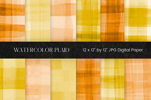 Orange and Yellow Watercolor Plaid