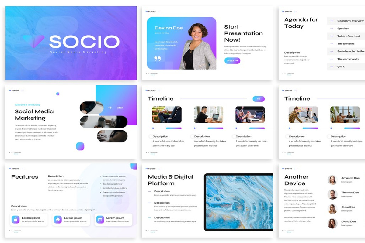 Socio - Social Media Google Slides, a Presentation Template by SlideFactory (Photo 2 of 4)