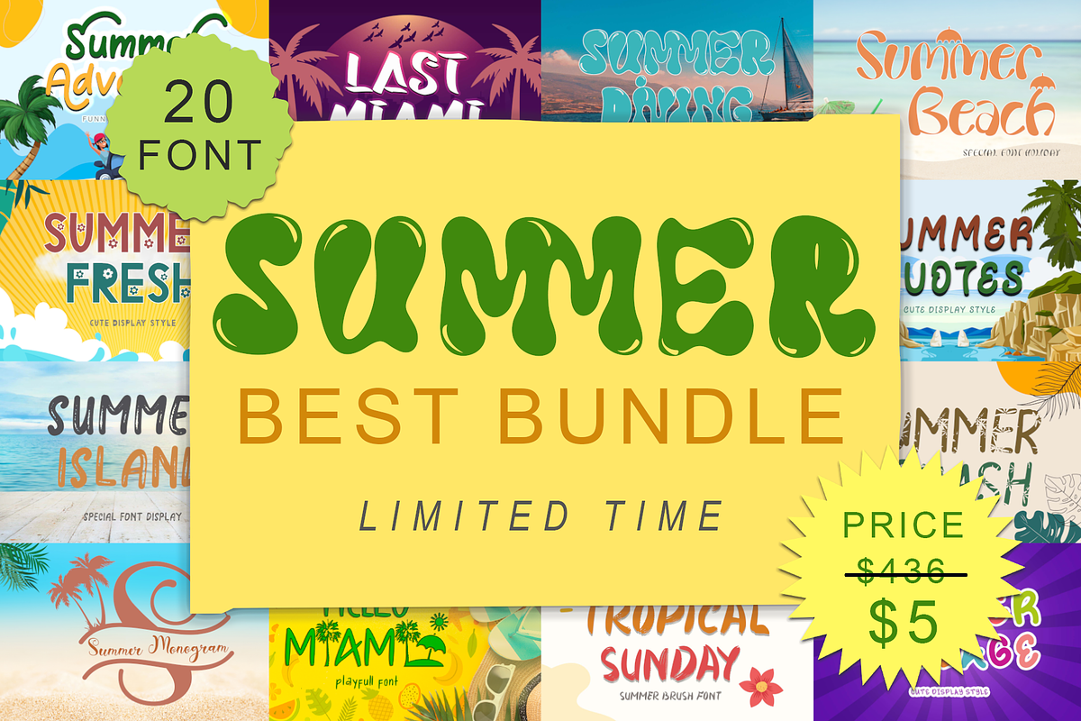 Summer Best Bundle, a Font by Yoga Letter