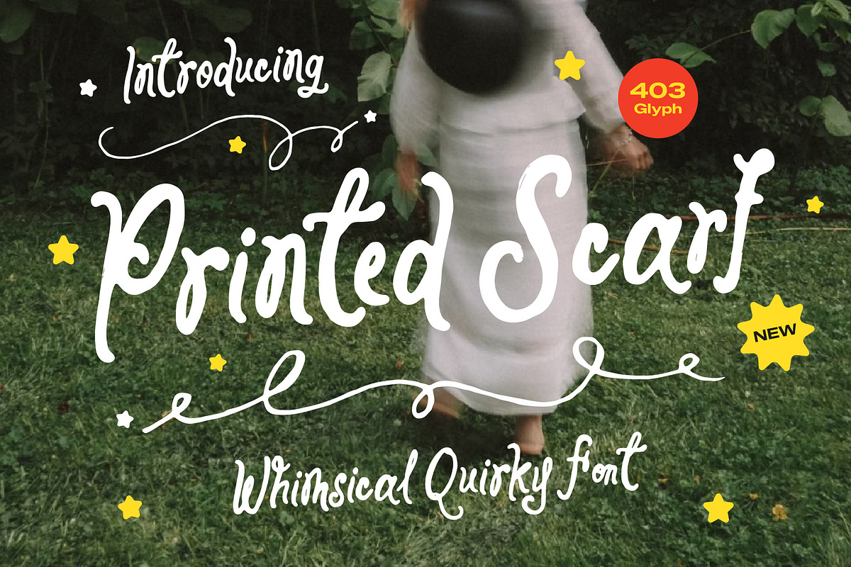 Printed Scarf Whimsical Quirky Font, a Handwritten Font by Tyasify (Photo 1 of 7)